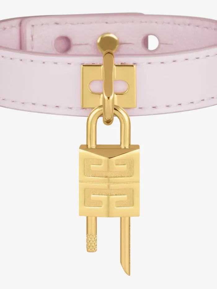 Mini Lock Bracelet In Metal And Leather Blossom Pink Women Givenchy Jewelry