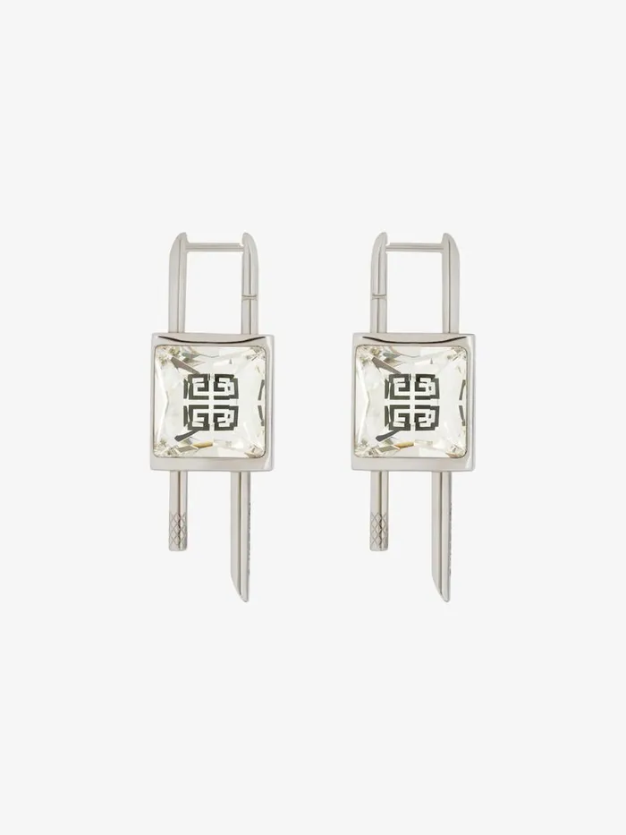Mini Lock Earrings In Metal With Crystal Silvery Women Givenchy Jewelry