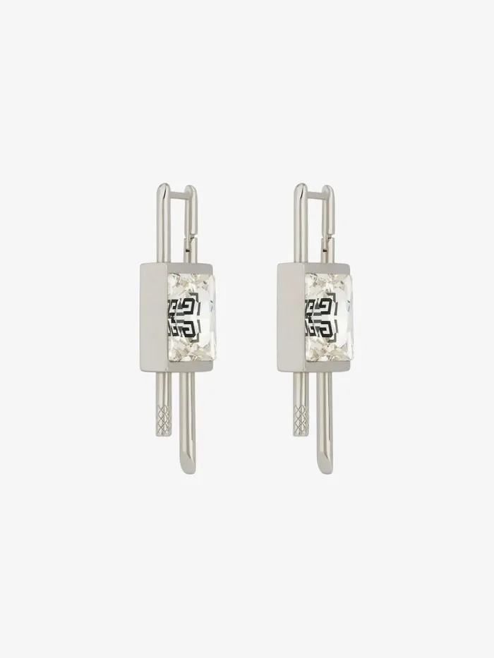 Mini Lock Earrings In Metal With Crystal Silvery Women Givenchy Jewelry