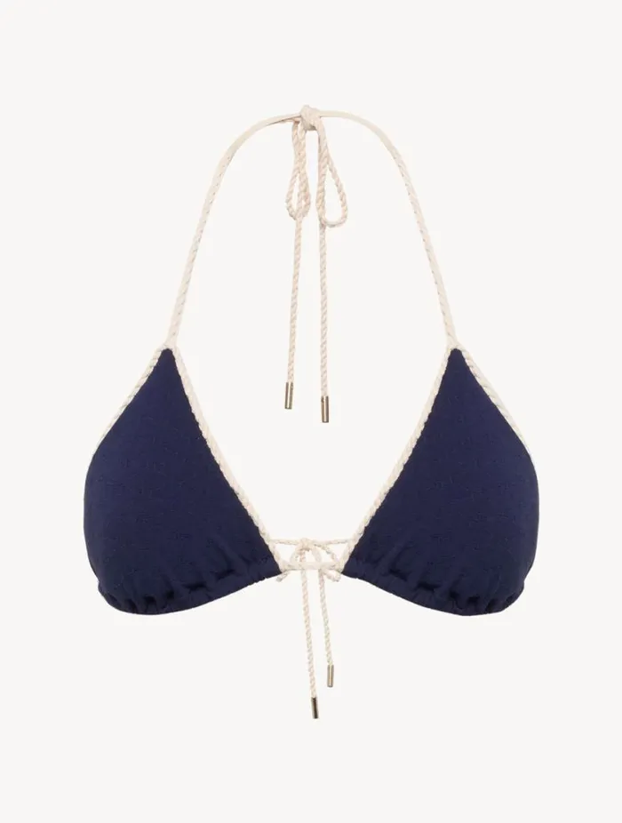 Monogram Triangle Bikini Top In Navy Swim La Perla Bikinis