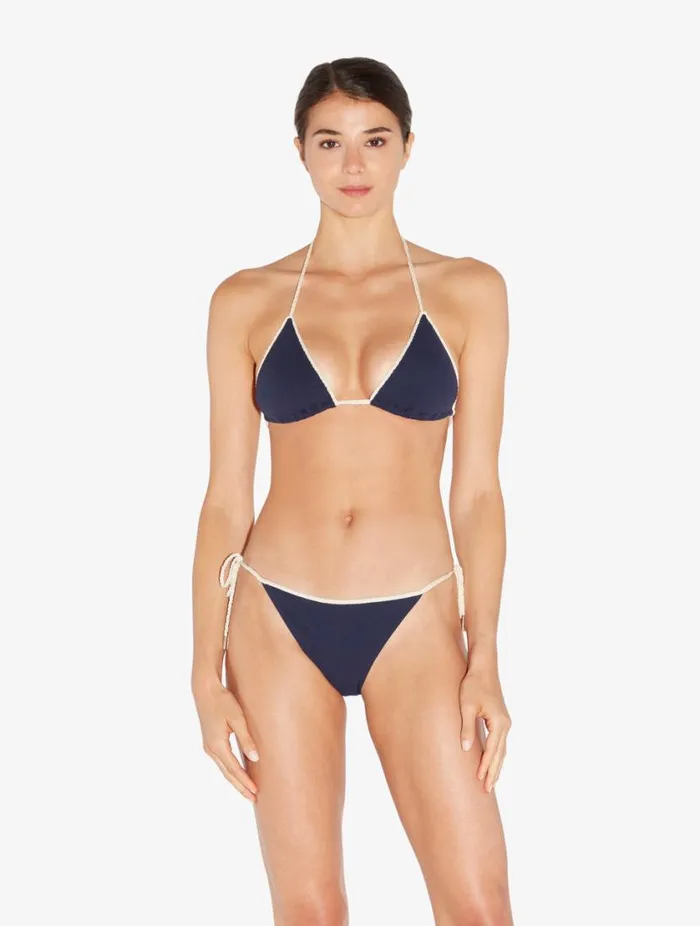 Monogram Triangle Bikini Top In Navy Swim La Perla Bikinis