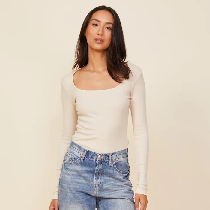 MONROW Long Sleeve 90039S Rib Long Sleeve 8211 Women