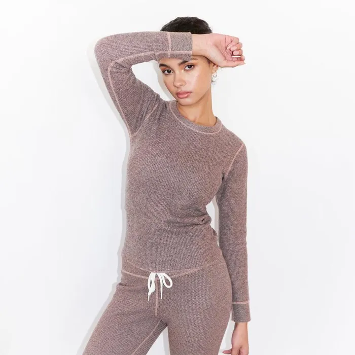 MONROW Long Sleeve Cozy Heather Thermal Long Sleeve 8211 Women