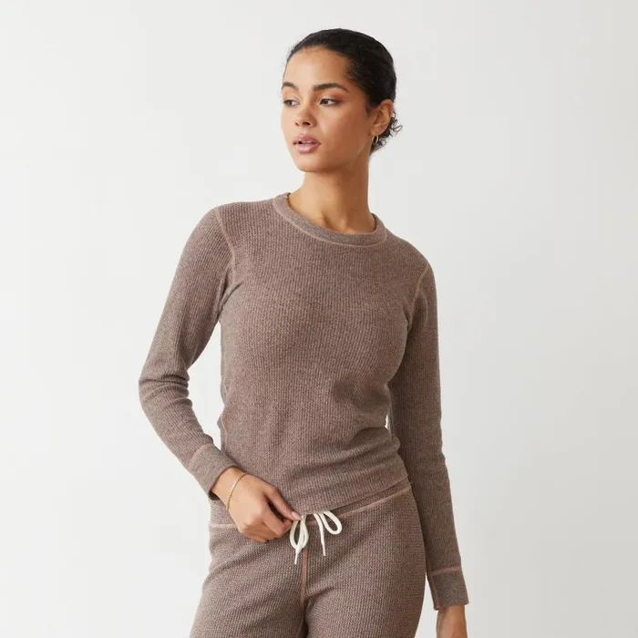 MONROW Long Sleeve Cozy Heather Thermal Long Sleeve 8211 Women MONROW Long Sleeve Cozy Heather Thermal Long Sleeve 8211 Women
