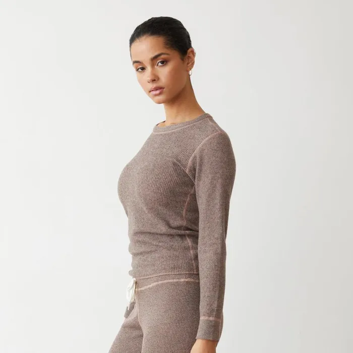 MONROW Long Sleeve Cozy Heather Thermal Long Sleeve 8211 Women MONROW Long Sleeve Cozy Heather Thermal Long Sleeve 8211 Women