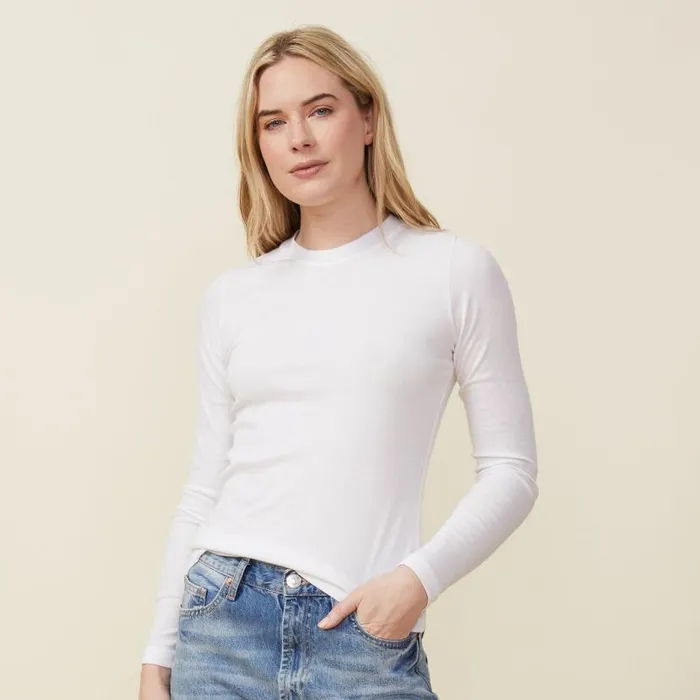 MONROW Long Sleeve Supima Rib Long Sleeve Crew 8211 Women