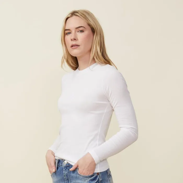 MONROW Long Sleeve Supima Rib Long Sleeve Crew 8211 Women MONROW Long Sleeve Supima Rib Long Sleeve Crew 8211 Women