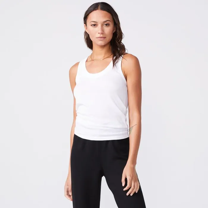 MONROW Tanks Cotton Modal Narrow Tank 8211 White Color 8211 Women