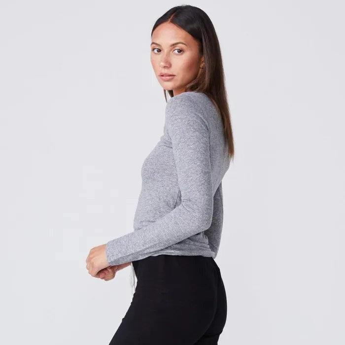 MONROW Tees Textured TriBlend Fitted Long Sleeve Crew 8211 Women MONROW Tees Textured TriBlend Fitted Long Sleeve Crew 8211 Women