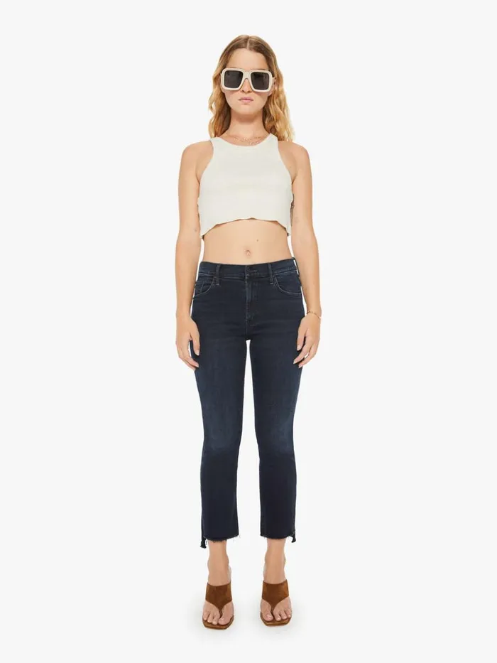 Mother Denim Bootcut Petites The Lil039 Insider Crop Step Fray Wash Night In Venice 8211 Women