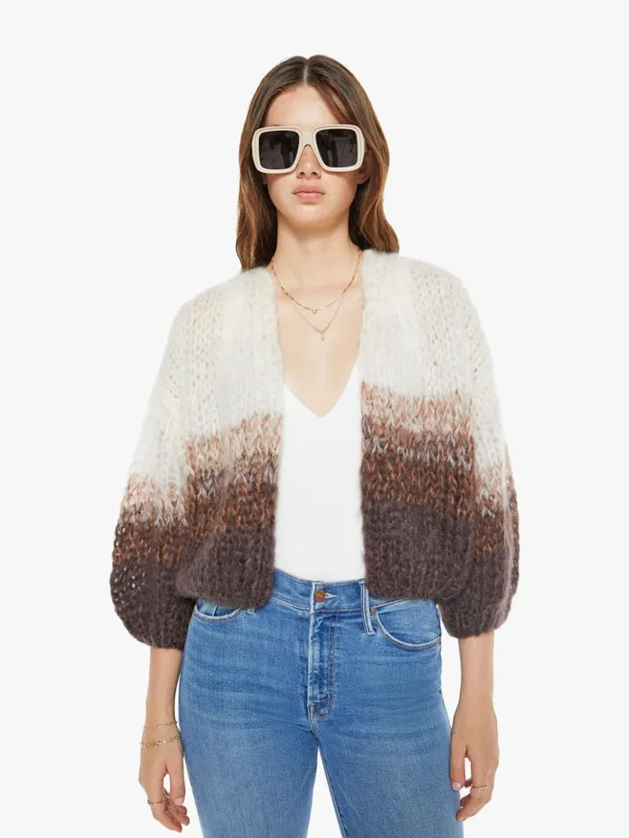 Mother Denim Mohair Bomber Cardigan Brown Creme 8211 Women