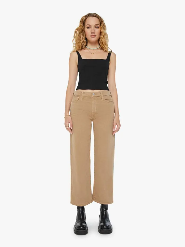 Mother Denim Wide Leg The Dodger Flood Wash Dark Khaki 8211 Women