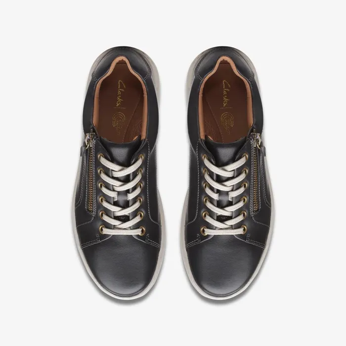 Nalle Lace Black Leather Women Clarks Sneakers