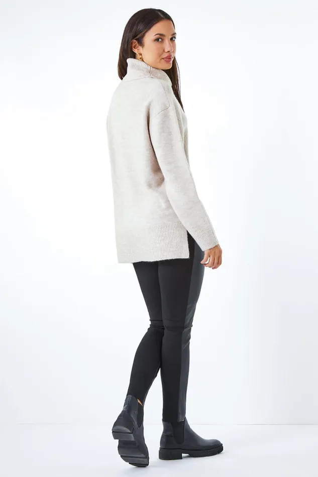 Natural Cosy Feel Turtleneck Jumper Women Roman Tops