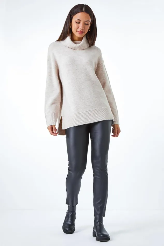 Natural Cosy Feel Turtleneck Jumper Women Roman Tops
