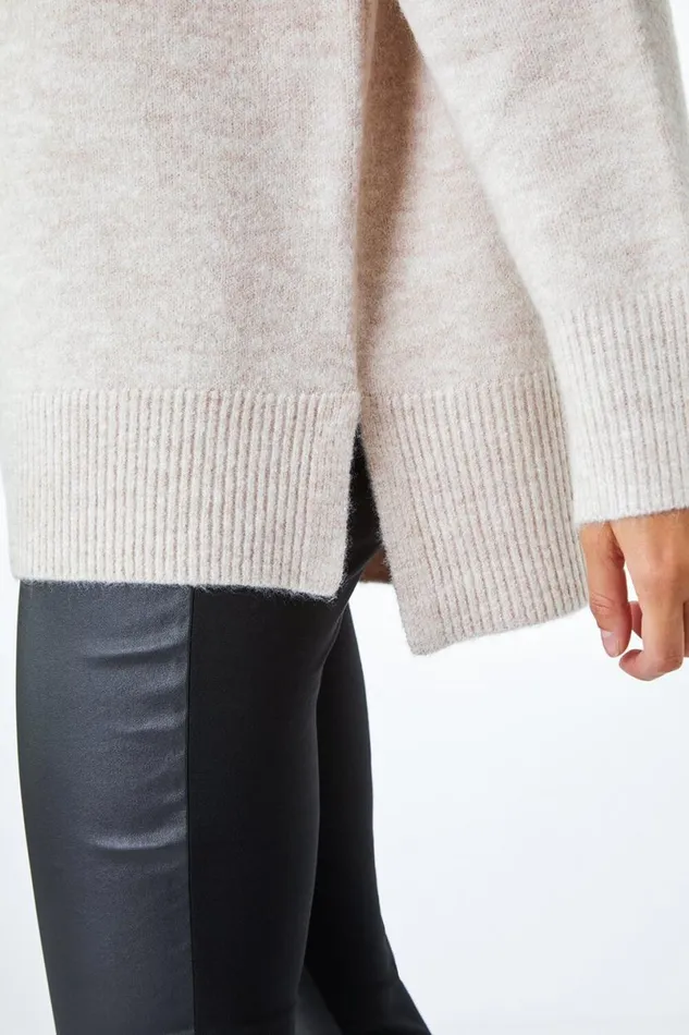 Natural Cosy Feel Turtleneck Jumper Women Roman Tops