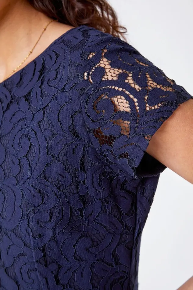 Navy Lace Fitted Dress Women Roman Dresses