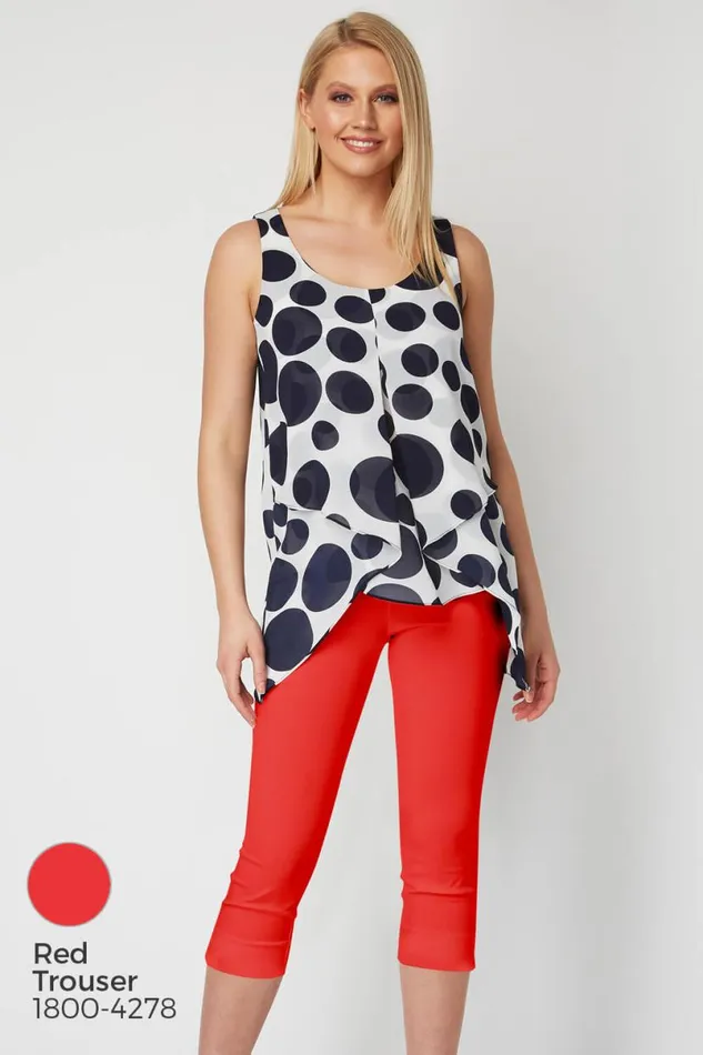 Navy Spot Print Asymmetric Chiffon Top Women Roman Tops