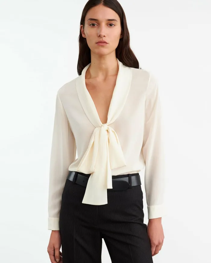 Nili Lotan ANGELIQUE SILK BLOUSE Ivory Women Tops