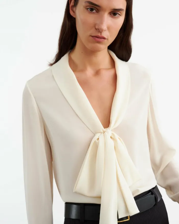 Nili Lotan ANGELIQUE SILK BLOUSE Ivory Women Tops