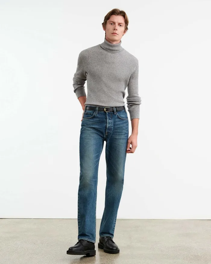 Nili Lotan COLE CASHMERE TURTLENECK SWEATER Heather Grey Men Sweaters