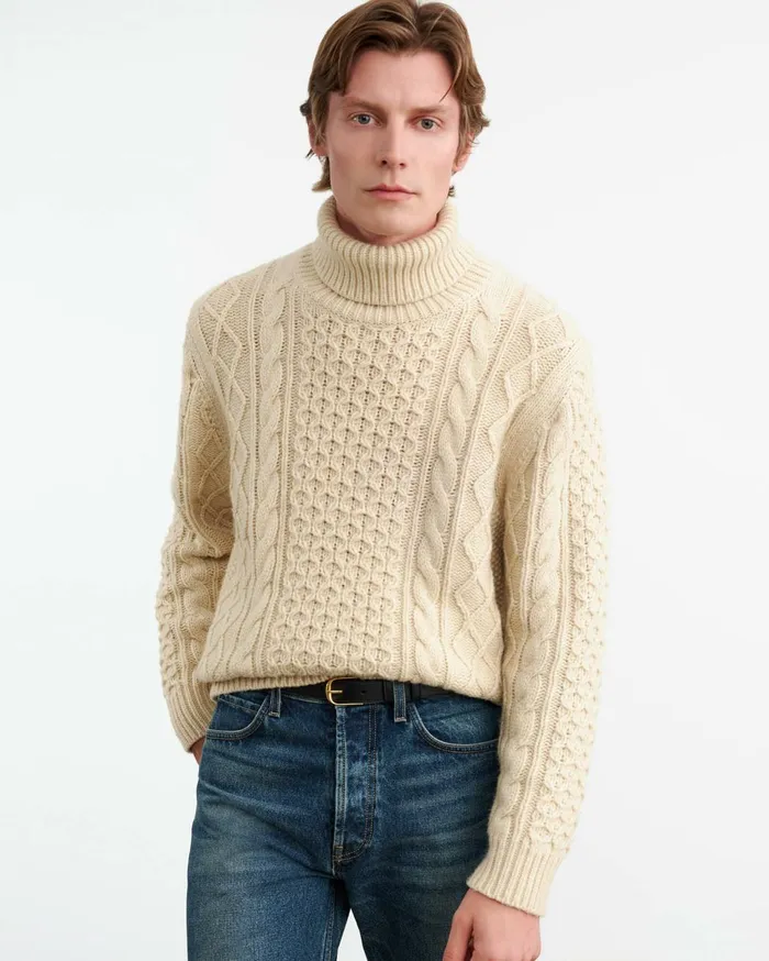 Nili Lotan DEWEY TURTLENECK SWEATER Wheat Men Sweaters