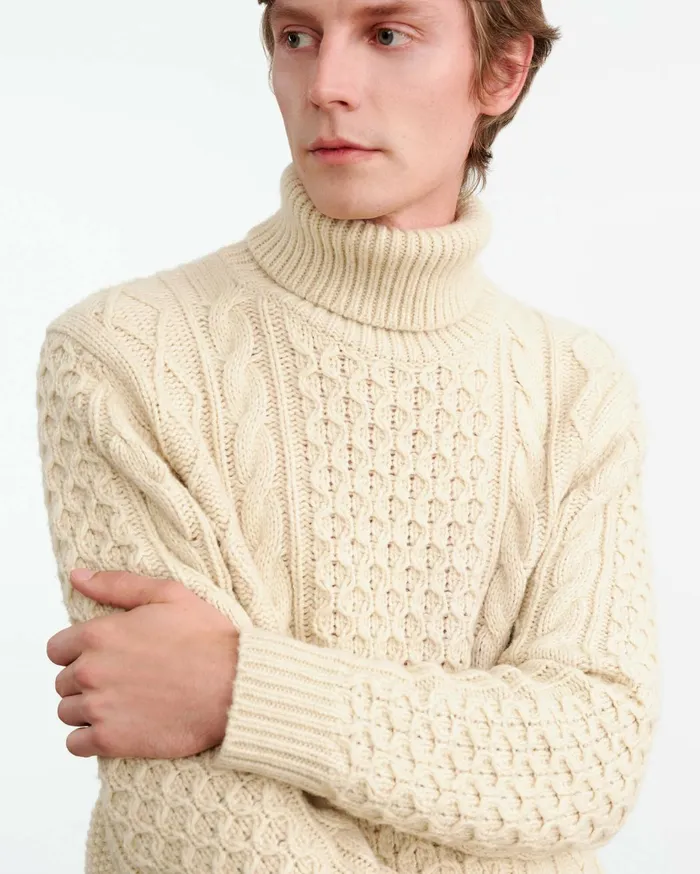 Nili Lotan DEWEY TURTLENECK SWEATER Wheat Men Sweaters
