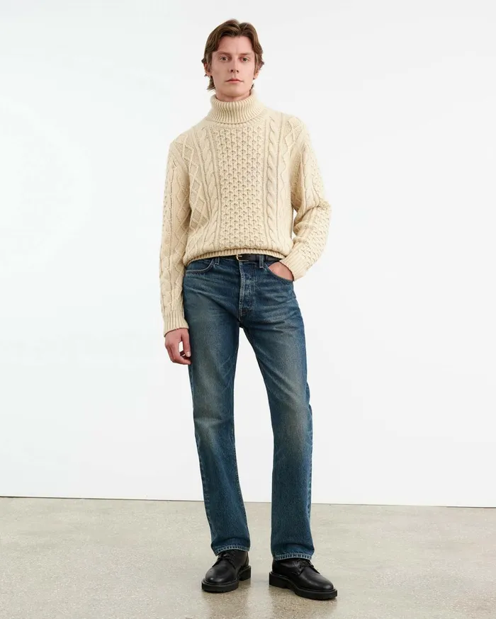 Nili Lotan DEWEY TURTLENECK SWEATER Wheat Men Sweaters