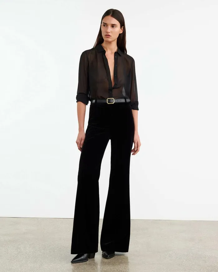Nili Lotan GAIA SILK SHIRT Black Women Tops