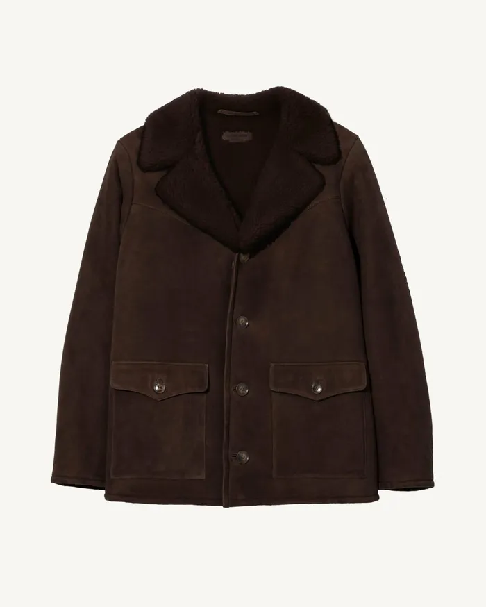 Nili Lotan GOSHEN SHEARLING COAT Espresso Men Jackets and Coats