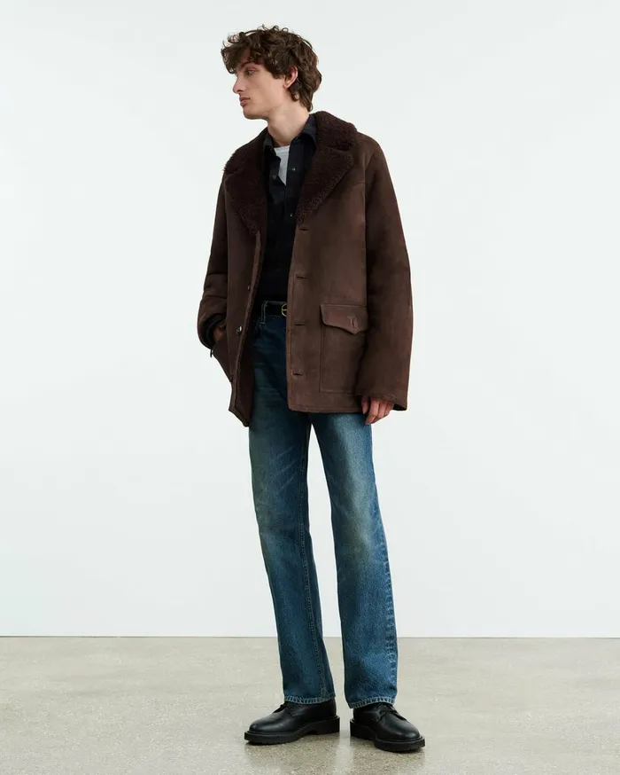 Nili Lotan GOSHEN SHEARLING COAT Espresso Men Jackets and Coats