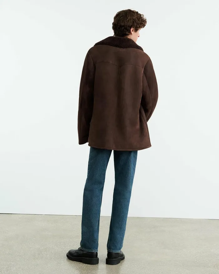 Nili Lotan GOSHEN SHEARLING COAT Espresso Men Jackets and Coats