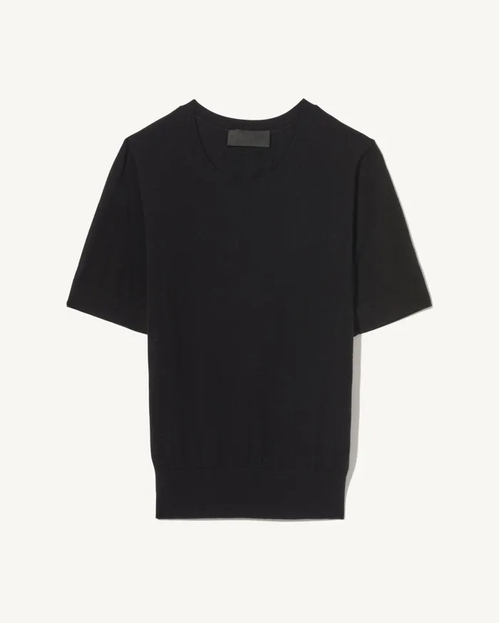 Nili Lotan LEILANI KNIT TEE Medium Grey Melange Women Tees