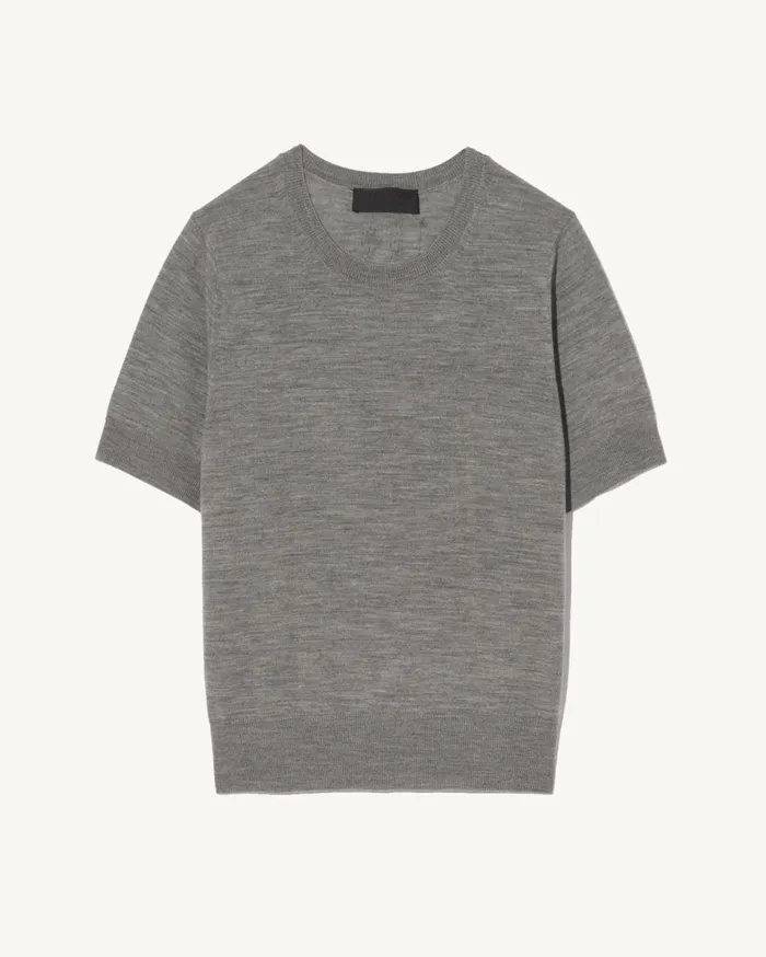 Nili Lotan LEILANI KNIT TEE Medium Grey Melange Women Tees