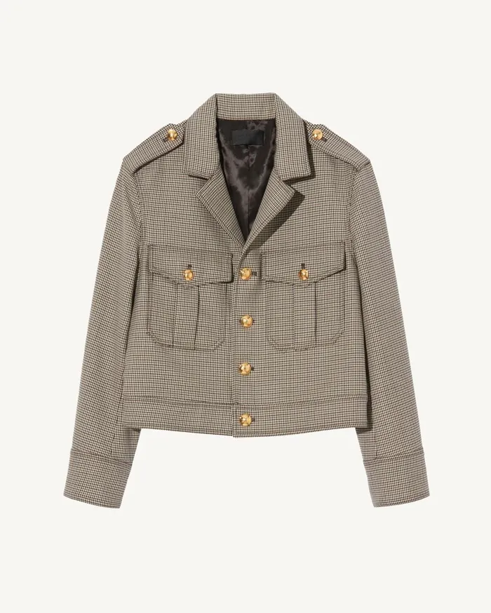 Nili Lotan LISE JACKET Brown Houndstooth Women Jackets and Blazers