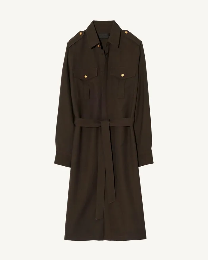 Nili Lotan MARCIA DRESS Dark Brown Women Dresses and Skirts