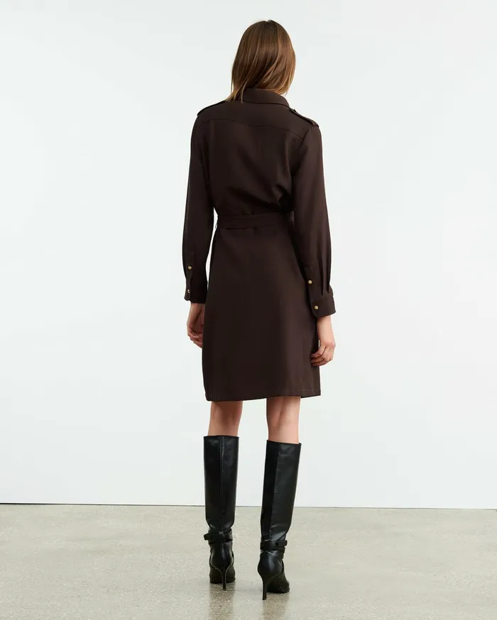 Nili Lotan MARCIA DRESS Dark Brown Women Dresses and Skirts