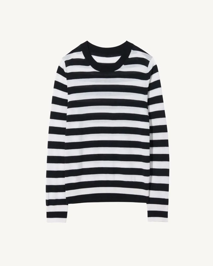 Nili Lotan MEIR SWEATER Midnightivory Stripe Women Knits and Sweaters
