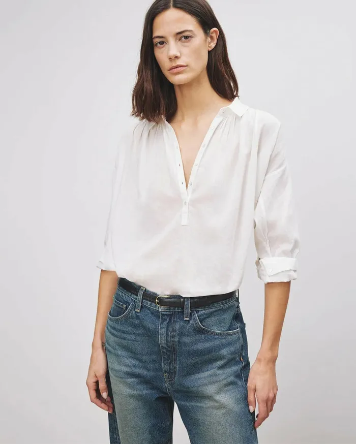 Nili Lotan MILES BLOUSE Ivory Women Tops