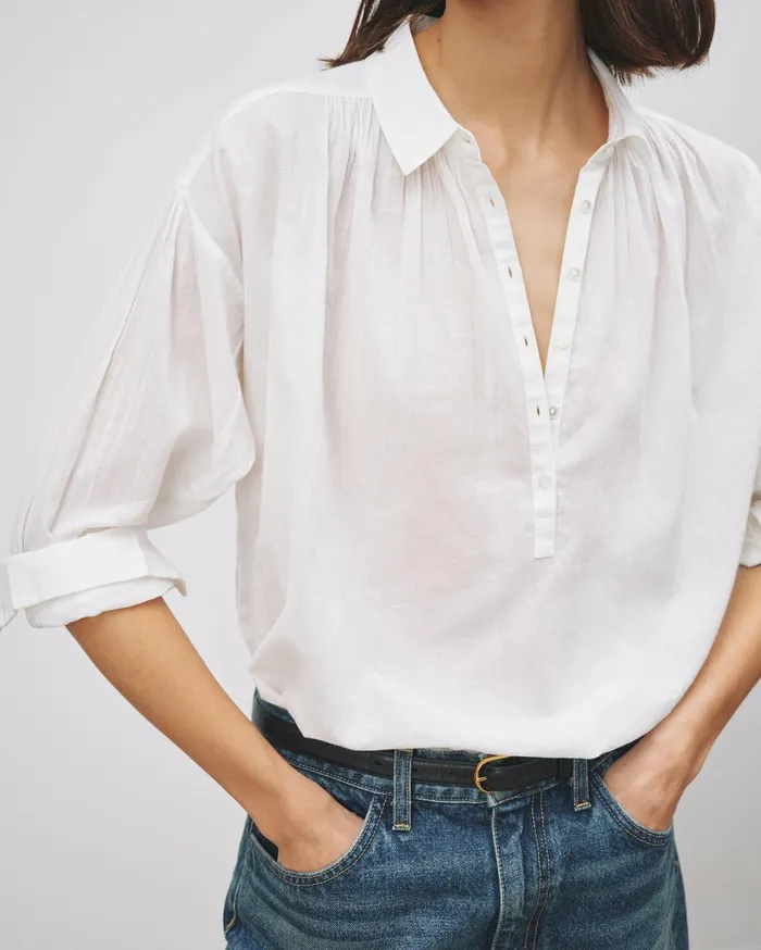 Nili Lotan MILES BLOUSE Ivory Women Tops