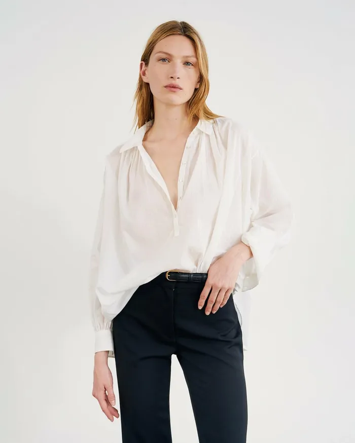Nili Lotan MILES BLOUSE Ivory Women Tops