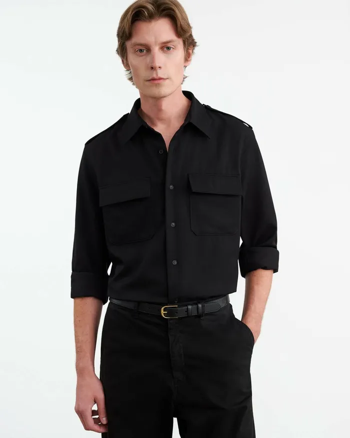 Nili Lotan MIRKO SHIRT Black Men Shirts