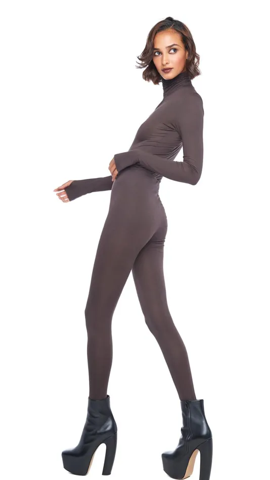 Norma Kamali Bottoms LEGGING W FOOTIE WO WAISTBAND Chocolate 8211 Clothing