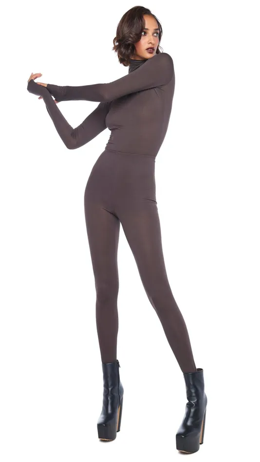 Norma Kamali Bottoms LEGGING W FOOTIE WO WAISTBAND Chocolate 8211 Clothing