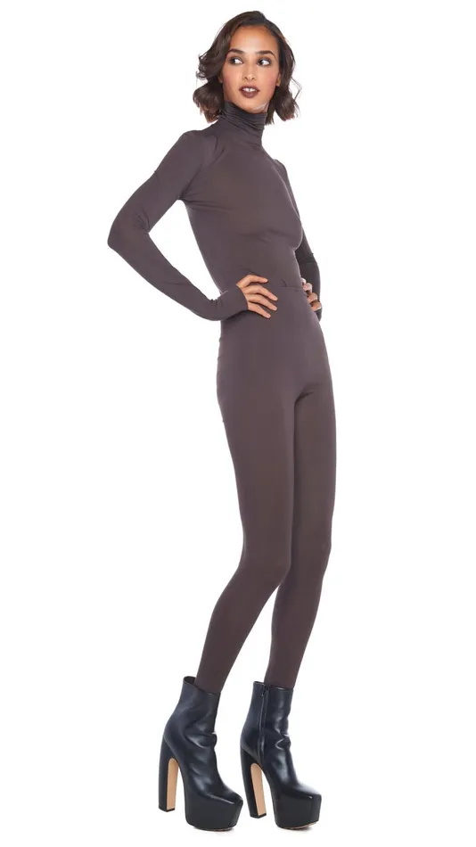 Norma Kamali Bottoms LEGGING W FOOTIE WO WAISTBAND Chocolate 8211 Clothing