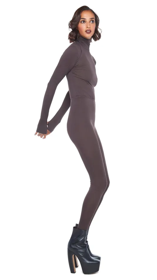 Norma Kamali Bottoms LEGGING W FOOTIE WO WAISTBAND Chocolate 8211 Clothing