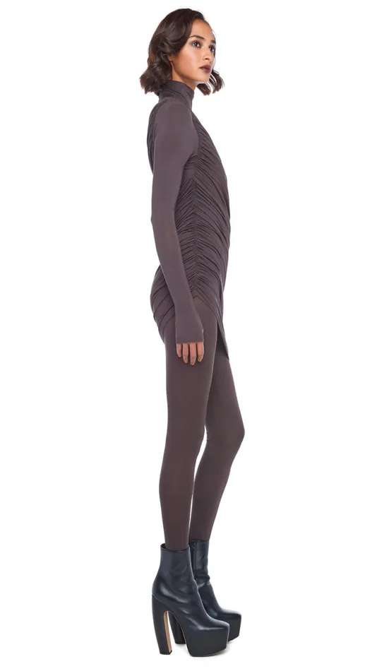 Norma Kamali Bottoms LEGGING W FOOTIE WO WAISTBAND Chocolate 8211 Clothing