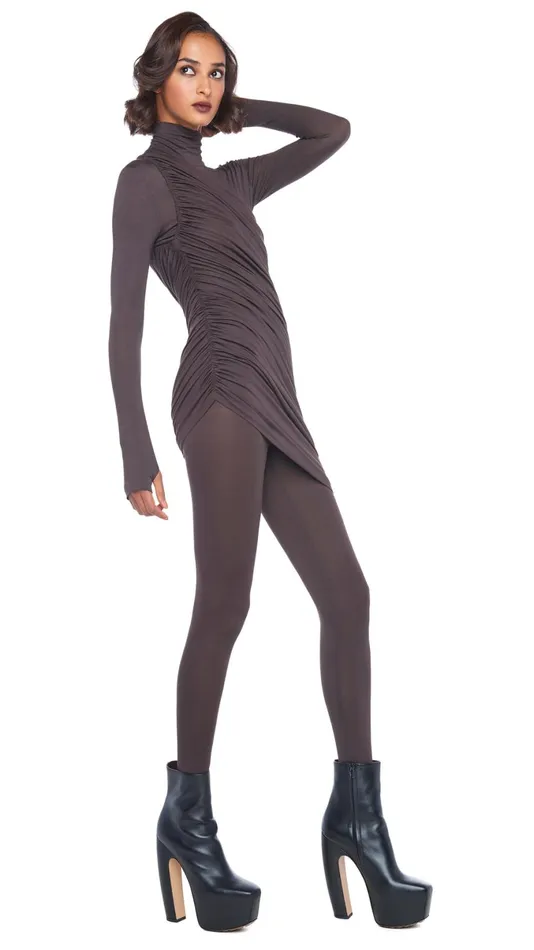 Norma Kamali Bottoms LEGGING W FOOTIE WO WAISTBAND Chocolate 8211 Clothing