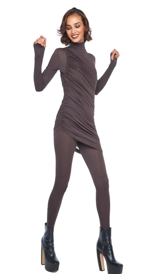 Norma Kamali Bottoms LEGGING W FOOTIE WO WAISTBAND Chocolate 8211 Clothing