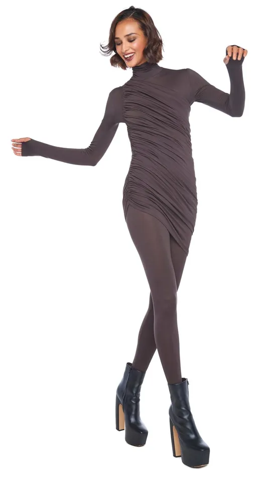Norma Kamali Bottoms LEGGING W FOOTIE WO WAISTBAND Chocolate 8211 Clothing